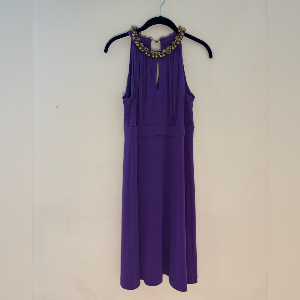 Donna Ricco Violet Maxi Dress with Beaded Neckline
